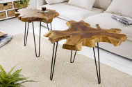 Unieke bijzettafel WILD 55cm teakhouten salontafel