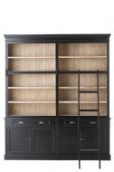 Bibliotheekkast+Ladder Hout Zwart/Naturel 200cm