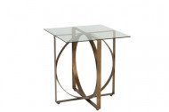 Bijzettafel Vierkant Met Glas Oud Goud 62cm