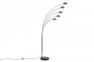 Design booglamp FIVE LIGHTS 205 cm zilveren vloerlamp met marmeren voet