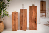 Design deco pilaar set van 3 MAKASSAR 80 cm handgemaakt mangohout