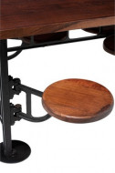 Eettafel Mangohout 4 Draai Stoelen Metaal Zwart Hout Bruin 130cm