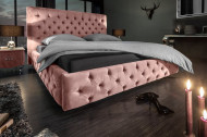 Elegant tweepersoonsbed PARIS 160x200cm oud roze fluweel stof Chesterfield design