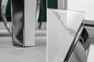 Elegante eettafel MODERN BAROK 180cm glazen blad in marmerlook roestvrijstalen poten