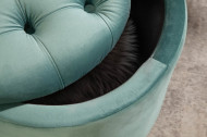 Elegante kruk MODERN BAROK 50 cm mint / Petrol fluwelen opbergmand