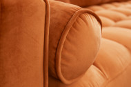 Elegante Loungebank COSY VELVET 260 cm fluweel stof roestbruin.lounge gedeelte aan beide zijden op te monteren.
