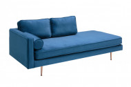 Elegante Récamière DIVA 196 cm donkerblauw fluwelen roségouden voetjes
