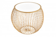 Elegante salontafel STORAGE 41 cm goud witte opbergmand met dienblad