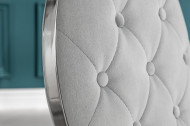 Elegante stoel MODERN BAROK edelgrijs fluweel met knopen roestvrijstalen poten