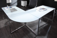 Exclusief design hoekbureau 180 cm glas wit