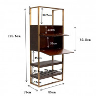 Exclusieve Barkast Osaka 192cm hoog met messing goud