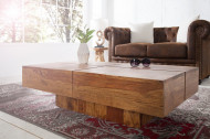 Exclusieve massiev salontafel Sheeshamhout BOLT II 110 cm Stone Finish