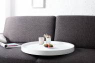 Extravagante salontafel 60cm wit chroom rond incl. dienblad