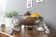 fruitschaal SKULL 35 cm zilveren aluminium schedelschaal