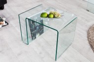 Glazen Bijzettafel transparant 50 cm met opbergvak voor tijdschriften