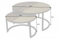industriële mangohout salontafels set van twee VIENNA LOUNGE 70 cm rond met vlechtwerk