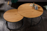 Industriële stijl Ronde eikenlook 80 cm salontafel set van 2