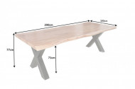 Massief boomstam eettafel MAMMUT NATURE 200 cm acacia massief hout 6 cm dik blad