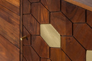 Massief dressoir tv meubel 145 cm acacia bruin goud retro design