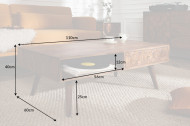 Massief hout salontafel met lades LIVING 110 cm naturel sheesham 3D-oppervlak massief hout
