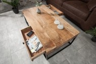 Massief mangohout salontafel met 2 Laden 100 cm