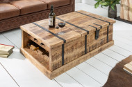 Massief mangohout salontafel met kist BODEGA 100 cm