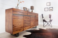 Massieve boomstam dressoir GENESIS 170 cm acacia hardhoutboom rand met lopers Industrial Finish