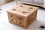 Massieve salontafel IRON CRAFT mangohouten ladekast van 70 cm met lades