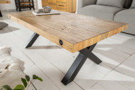 Massieve salontafel THOR 110cm naturel gerecycled grenen industrieel design X-frame