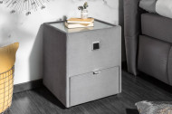 Modern nachtkastje BOUTIQUE 43 cm grijs fluweel met lade indirecte verlichting