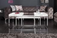 Moderne design salontafel set van 3 ELEMENTS 75 cm wit chromen dienbladtafel