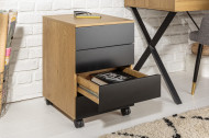Moderne ladenkast STUDIO 40 cm eiken look zwart 3 lades