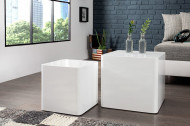 Moderne salontafel set van 2 MONOBLOCK 40 cm hoogglans witte bijzettafels