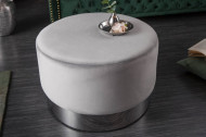 Poef fluweel grijs zilver 55 cm te gebruiken als salontafel en bijzettafel