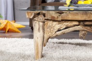 Salontafel Vierkant Drijfhout met glasplaat 100 cm