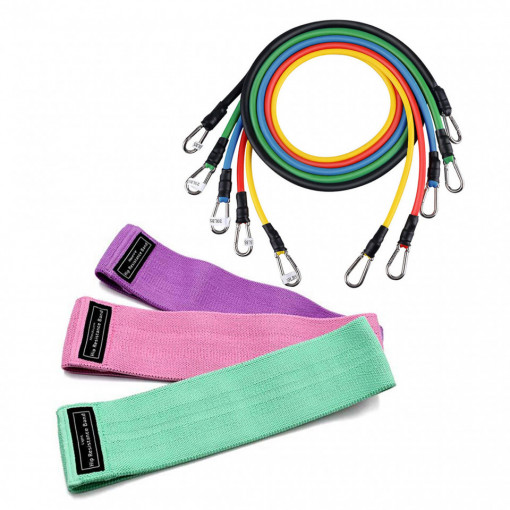 Corzi extensibile de antrenament + 3 benzi elastice