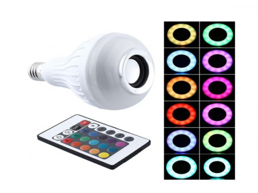Bec bluetooth LED cu boxa, jocuri de lumini si telecomanda