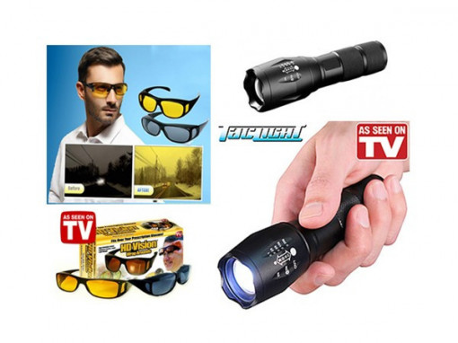 Set ochelari zi si noapte + Lanterna Tac Light