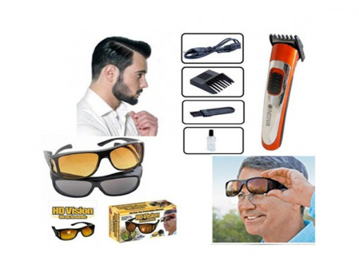 Set 2 perechi ochelari HD Vision + Aparat de tuns Nova