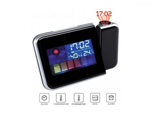 Ceas statie meteo cu proiectie si alarma