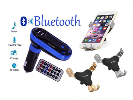 Suport universal telefon + Modulator auto bluetooth