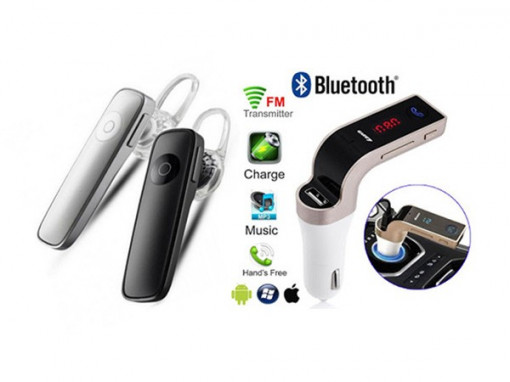 Casca Bluetooth + Modulator FM Auto MP3 Bluetooth