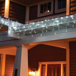 Instalatie de Craciun tip franjuri cu Flash 4 metri, 100 LED Alb Rece