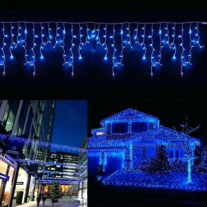 Instalatie franjuri 14 metri, 400 LED Albastru