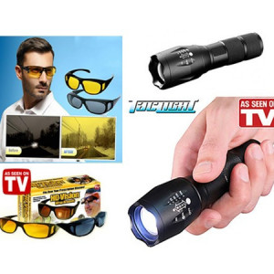 Set ochelari zi si noapte + Lanterna Tac Light