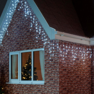 Instalatie franjuri 14 metri, 400 LED Alb Rece