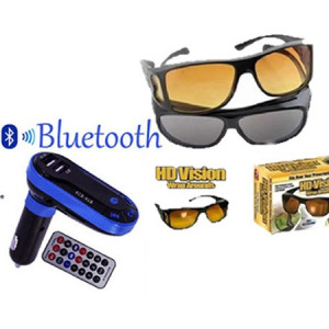 Modulator FM Bluetooth + Set 2 perechi ochelari de condus