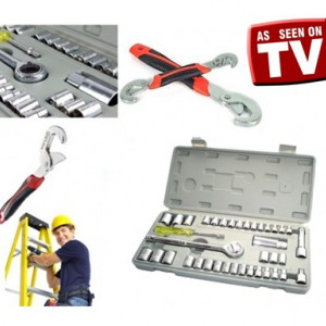 Set doua chei universale + Trusa completa cu 40 chei tubulare