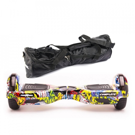 Scooter Electric (Hoverboard) Freewheel Complete - Husa Cadou - Autonomie 15Km 15Km/h Motor 2 x 350W Graffiti Galben