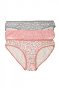 Set 3 chiloti clasici, cu imprimeu floral, multicolor